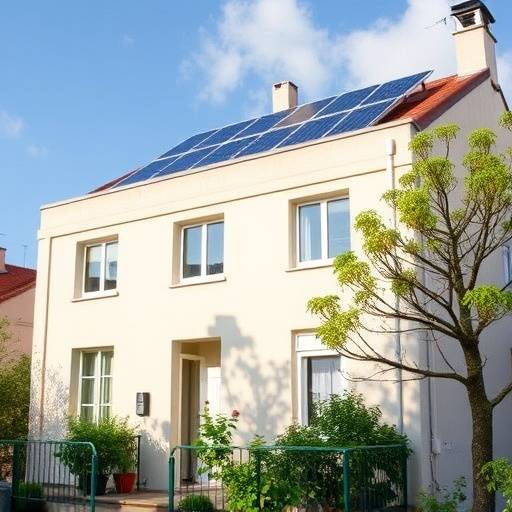 Immagine del condominio riqualificato con pannelli solari sul tetto